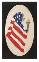 David Hammons, Pray for America, 1974. Screenprint and pigment on paper, 60 1/2 x 30 inches (153.7 × 76.2 cm). The Museum of Modern Art, New York and The Studio Museum Harlem. Gift to The Museum of Modern Art and The Studio Museum in Harlem by the Hudgins Family in honor of David Rockefeller on his 100th birthday, 2015.