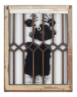 David Hammons, Black Boy's Window, 1968. Silkscreen on glass, 35 3/4 x 27 3/4 inches (90.8 x 68.6 cm). Collection of Liz and Eric Lefkofsky