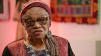 The artist Faith Ringgold, pictured in a still from the HBO documentary "Black Art: In the Absence of LIght." Image courtesy of HBO.