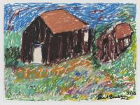 Beverly Buchanan, Black Barns – Kentucky, 2003. Oil pastel on paper, 22 x 30 inches. Image courtesy Andrew Edlin gallery, New York.