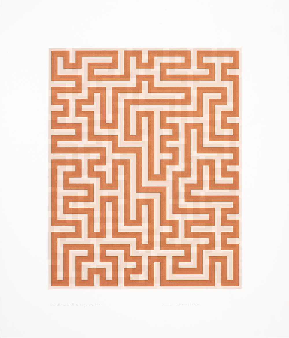 Anni Albers, Red Meander II, 1970-1971. The Josef and Anni Albers Foundation, 1994.11.17. Photo: Tim Nighswander/Imaging4Art. © The Josef and Anni Albers Foundation/Artists Rights Society, NY. D.R. © Anni Albers/ARS/VG Bild-Kunst/SOMAAP/México/2020. 