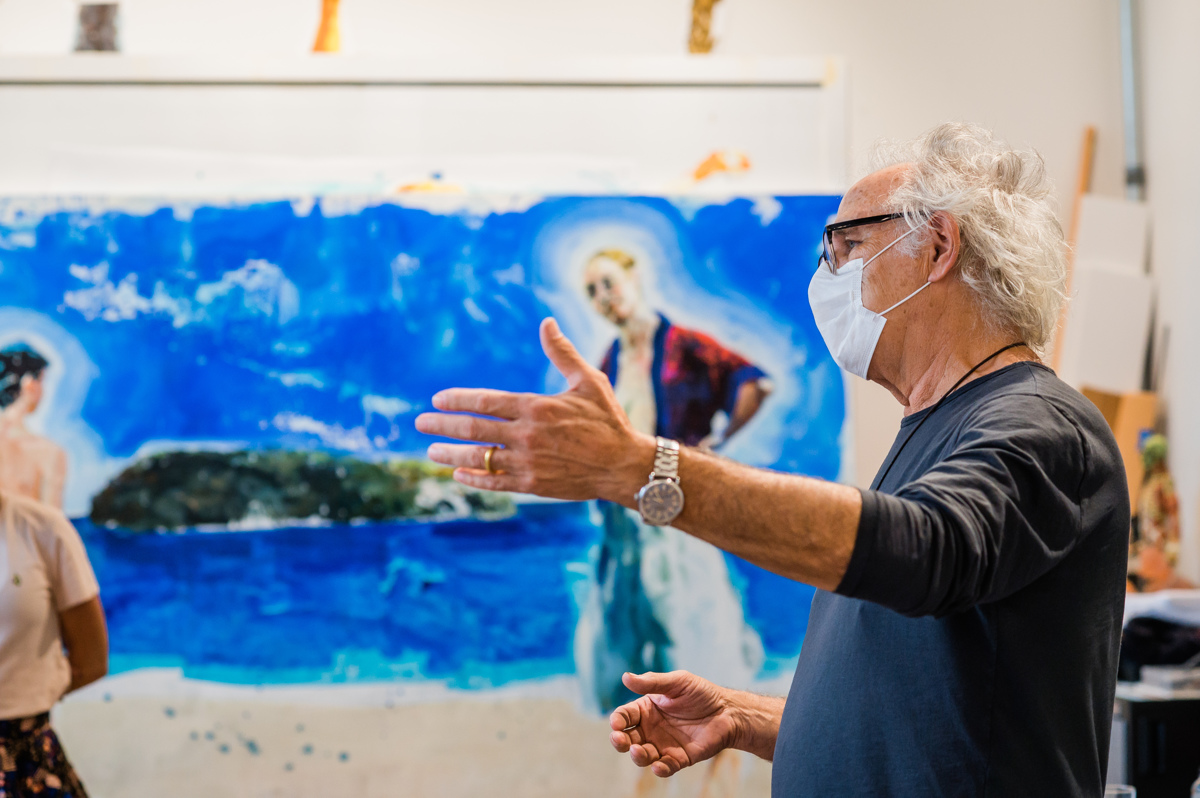 The painter Eric Fischl in his studio, Sag Harbor, New York.. Photo: Mark Kopko Photography