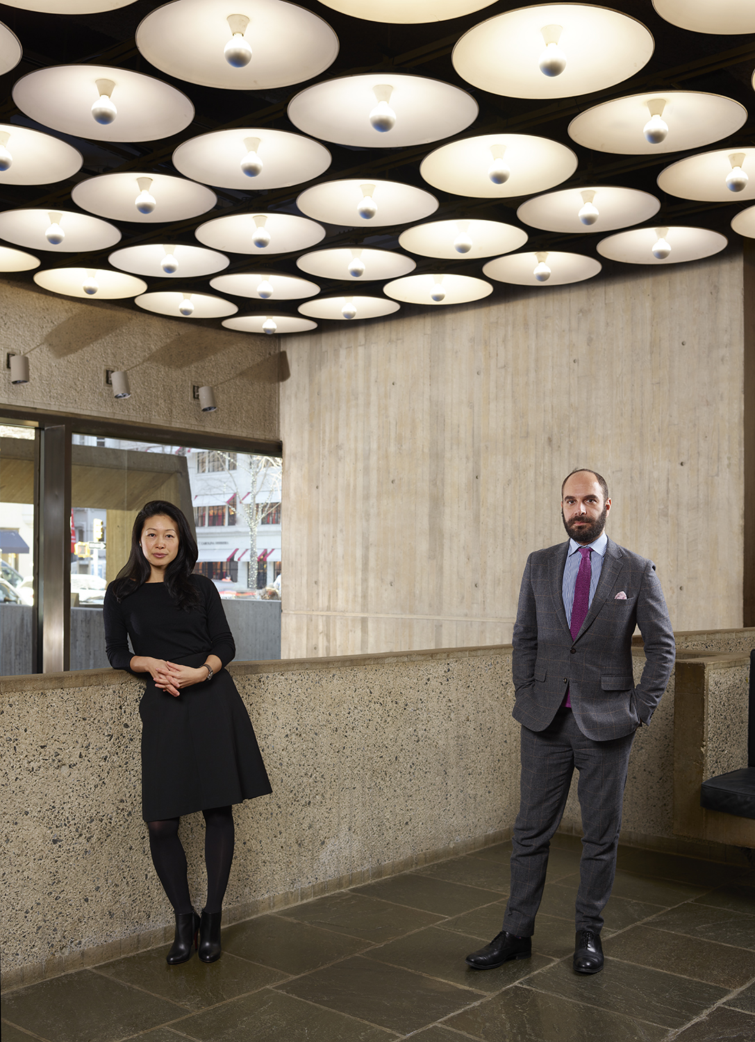 In the lobby of Frick Madison, Aimee Ng, Curator, and Xavier F. Salomon, Deputy Director and Peter Jay Sharp Chief Curator. Photo: Joe Coscia