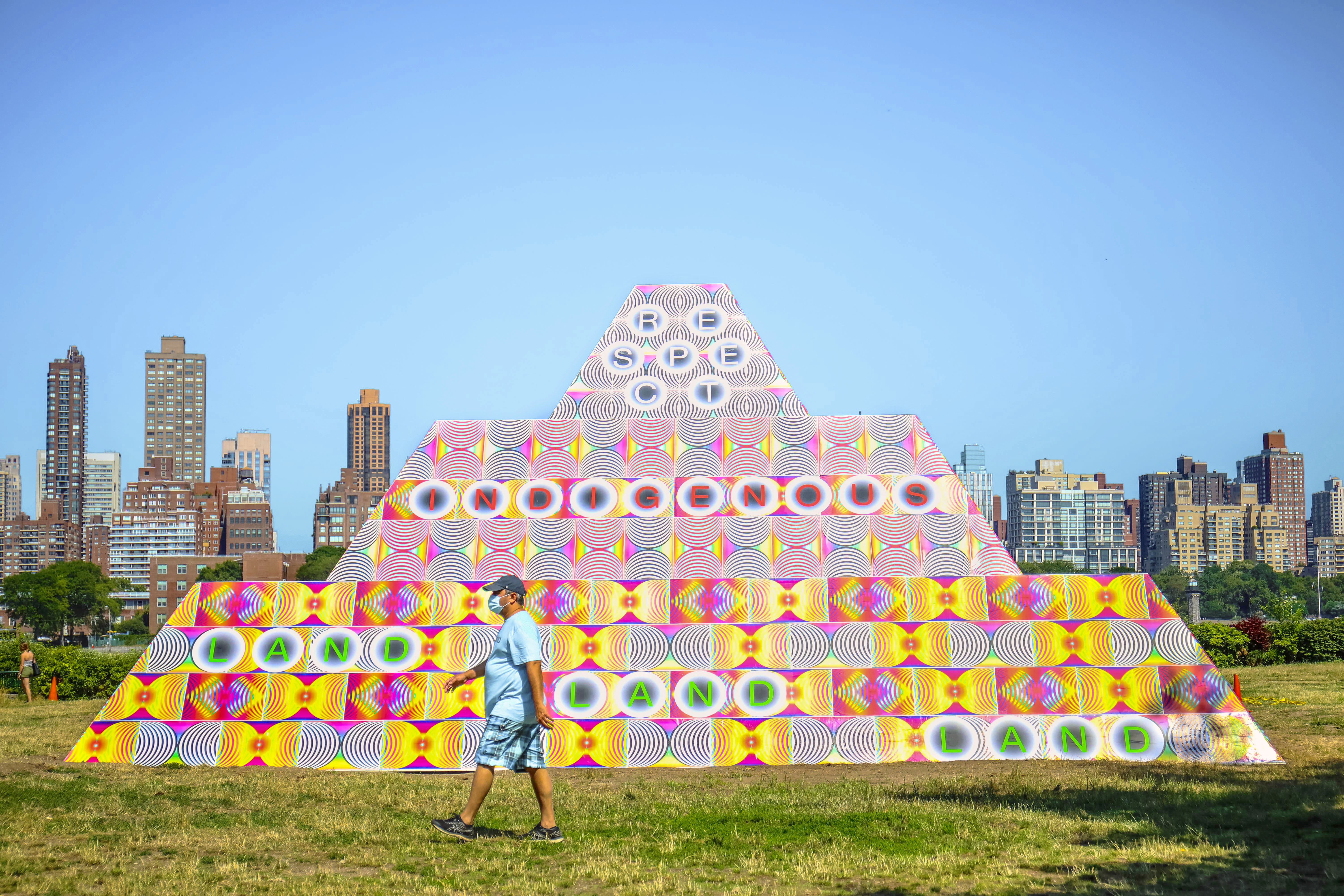 Jeffrey Gibson; 'Because Once You Enter My House It Becomes Our House;' 2020; Courtesy the Artist; Socrates Sculpture Park; Sikkema Jenkins & Co., New York; Kavi Gupta, Chicago; Roberts Projects, Los Angeles; Image by Scott Lynch