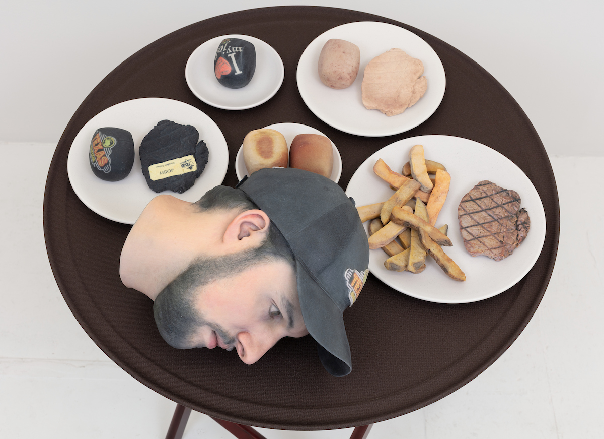 Josh Kline, Keep the Change (Texas Roadhouse Waiter's Head with Cap), 2018