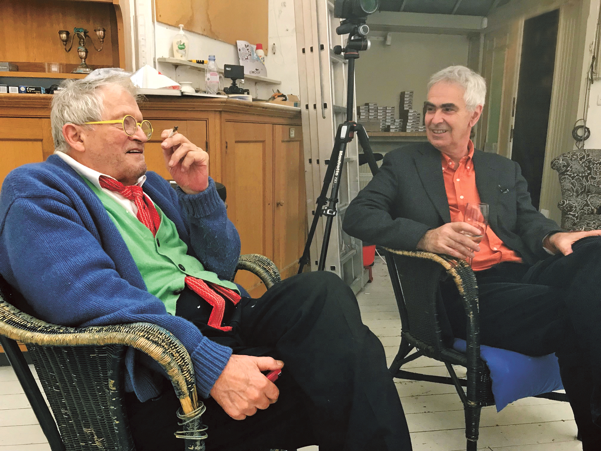 David Hockney and Martin Gayford in conversation. Photo: David Dawson. Image courtesy of Thames & Hudson