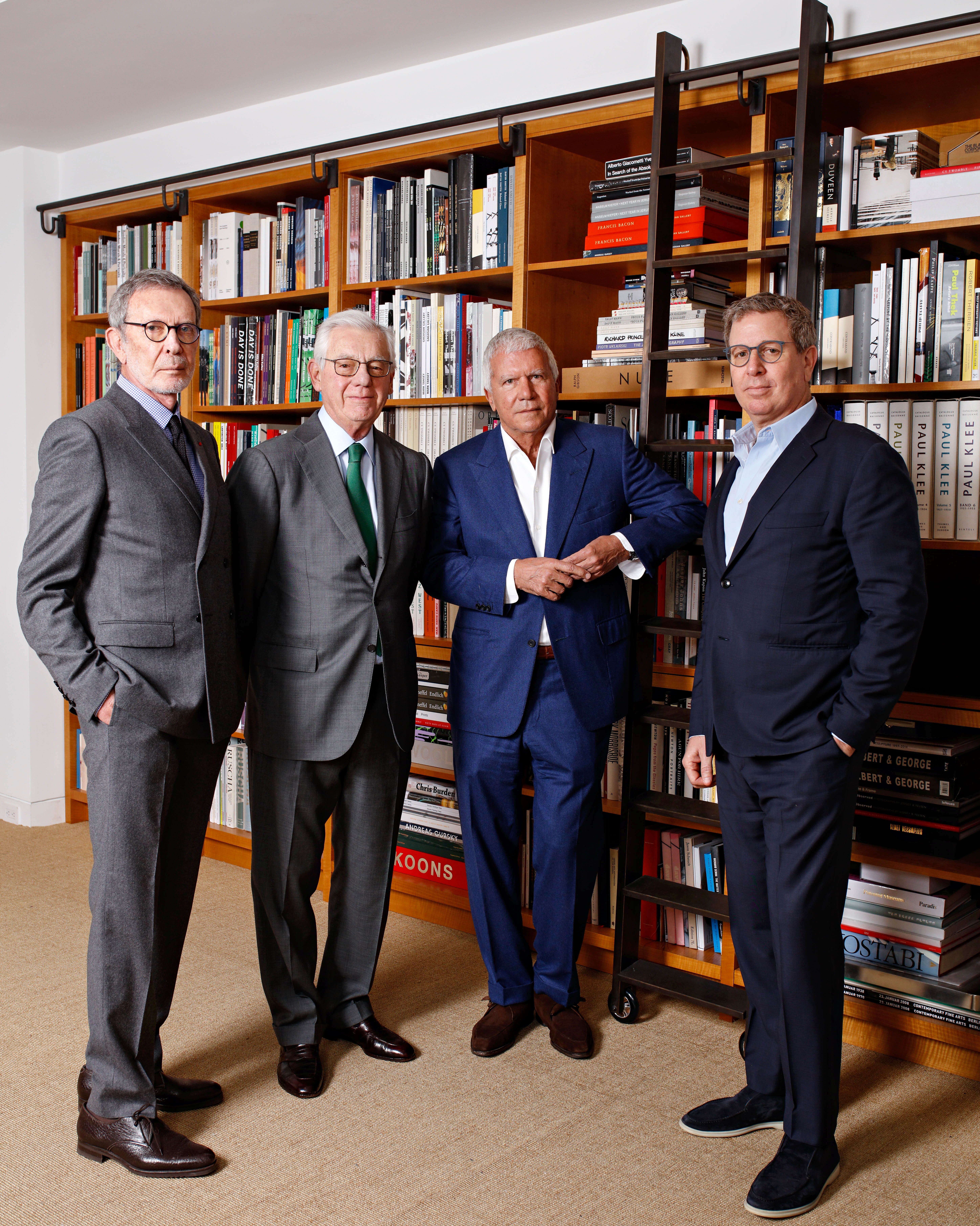 The dealers Arne Glimcher, Bill Acquavella, Larry Gagosian, and Marc Glimcher. Photo © Axel Depuex. 